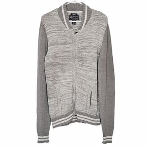 🟢7485 * American Rag Zip Up Sweater Gray White Size M